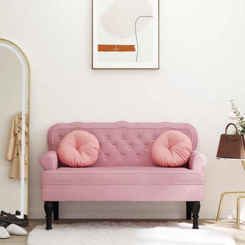 vidaXL Bankje met rugleuning 119,5x64,5x75 cm fluweel roze, Verzenden, Nieuw, Stof