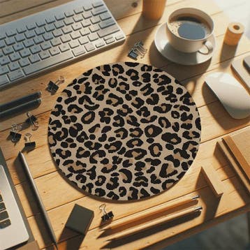 Ronde Luipaardprint Muismat 20x20cm - Antislip Natuurrubber