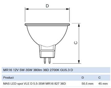 Philips LED MR16 5.8W/927 36º GU5.3 450lm Dimbaar Ø5cm |.., Ophalen of Verzenden, Nieuw