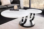 Design salontafel DANCING RINGS wit ronde draaibaar marmer, Huis en Inrichting, Tafels | Salontafels, Ophalen of Verzenden, Nieuw