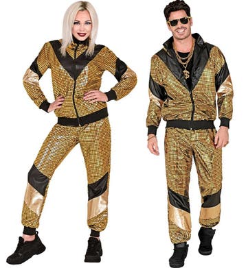 Disco Trainingspak 80s Reflecterend Goud Unisex, Kleding | Dames, Carnavalskleding en Feestkleding, Ophalen of Verzenden, Nieuw