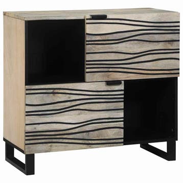 vidaXL Dressoir Wit 80 x 33 x 75 cm massief mangohout, Verzenden, Nieuw, Overige houtsoorten, Minder dan 50 cm