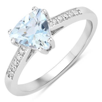 Ring - 14 karaat Witgoud - 1.56ct. tw. Topaas - Diamant -, Nieuw