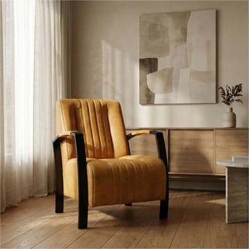Leren fauteuil Glamour - Kenia Cognac (cognac), Nieuw, Ophalen of Verzenden, 50 tot 75 cm, Industrieel, Modern, Retro