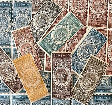 Spanje 1893/1895 - Klassieke fiscale zegels. 19e eeuw., Postzegels en Munten, Gestempeld