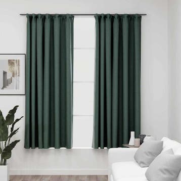 vidaXL Gordijnen linnen-look verduisterend haken 2 st, Verzenden, Nieuw, Groen