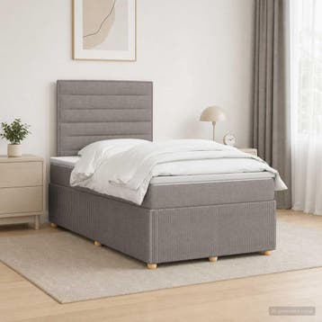 vidaXL Boxspringbed met matras met hoofdeinde Taupe 120 x, Verzenden, Nieuw, Twijfelaar