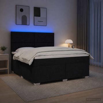 vidaXL Boxspringbed met matras met hoofdeinde Zwart 140 x, Verzenden, Nieuw, Tweepersoons, Zwart