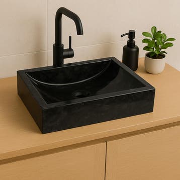 Wasbak | Wastafel | Marmer | 45x30x12 | Natuursteen | Zwart, Verzenden, Nieuw