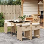 vidaXL 5-delige Tuinset met kussens poly rattan beige, Verzenden, Nieuw, 4 zitplaatsen, Tuinset