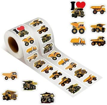 Sluitstickers vrachtwagen dumper beloning rond etiket 2,5 cm, Ophalen of Verzenden, Nieuw
