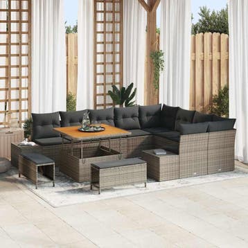 vidaXL Tuinbankenset 12 st 11-Aantal zitplaatsen Grijs Poly, Verzenden, Nieuw, 2 zitplaatsen