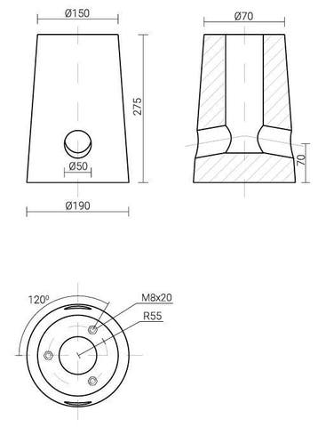ROSA SLICE LED 14W 1000mm ronde bolder paal LED verlicht..., Nieuw