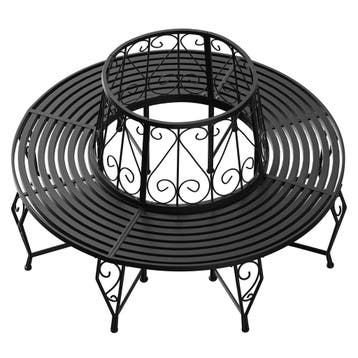 Boombank Bree Zwart Metaal Ø160cm (Tuinbanken-Tuinsets), Verzenden, Nieuw