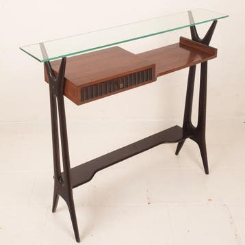 Wandtafel - Palissander, Glas, Messing, Esdoorn