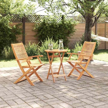 vidaXL Vouw Bistro Set 3 st Bruin Massief Acaciahout, Verzenden, Nieuw, 3 zitplaatsen