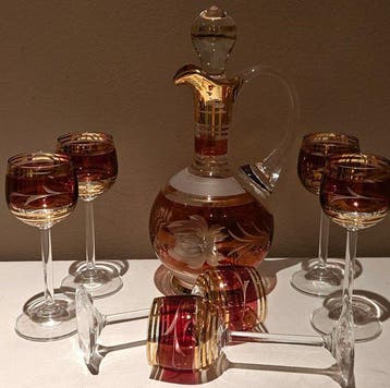 CRISTAL T MURANO - Drinkservies (7) - een elegant vintage