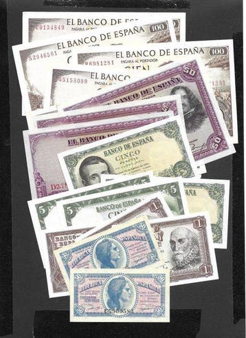 Spanje. - 17 Banknotes - various dates (Zonder minimumprijs), Postzegels en Munten, Bankbiljetten | Europa | Niet-Eurobiljetten