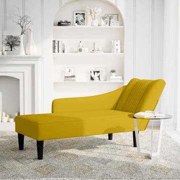 vidaXL Chaise longue met rechterarmleuning fluweel geel, Verzenden, Nieuw