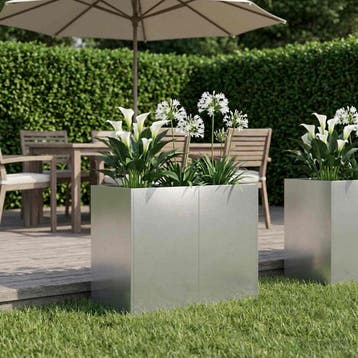 vidaXL Plantenbak zilver 80 x 40 x 60 cm Roestvrij staal, Tuin en Terras, Verzenden, Minder dan 60 cm, Nieuw, Metaal