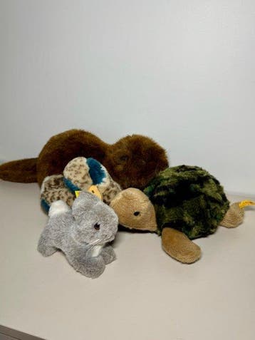 Steiff - Speelgoed Turtle, Beaver, Duck, Rabbit - Lot of 4 x, Antiek en Kunst