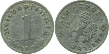 Duitsland Fehlpraegung 1 Pfennig 1942 A Stempeldrehung 20..., Verzenden