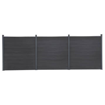 vidaXL Schuttingpaneelset 526x186 cm HKC grijs, Verzenden, Nieuw, Kunststof, 1 tot 2 meter