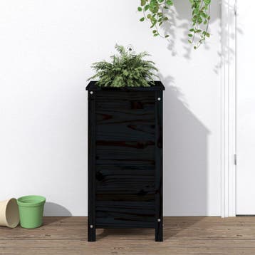 vidaXL Plantenbak 40x40x78 cm massief grenenhout zwart, Verzenden, Minder dan 60 cm, Nieuw, 60 cm of meer
