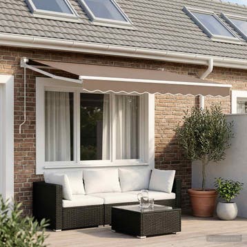 vidaXL Handmatige Zonnescherm 3 x 2,5 m Taupe 100% Polyester, Verzenden, Nieuw