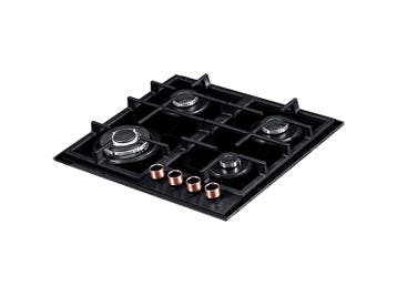 Everglades - Gas Kookplaat - Zwart Glas, Verzenden, Nieuw, Gas, 4 kookzones