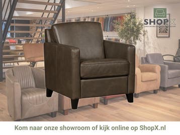 Leren fauteuil Smart - Granada Ash (grijs/bruin) - Poten, Nieuw, Ophalen of Verzenden, Bohemian, Eigentijds, Modern, Retro, 50 tot 75 cm