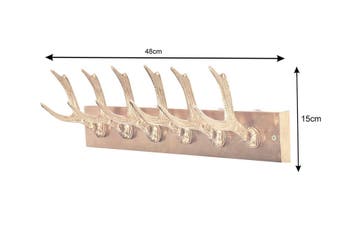 Decoratieve Wandkapstok DEER 50cm goud Metalen Hertengewei, Huis en Inrichting, Ophalen of Verzenden, Nieuw