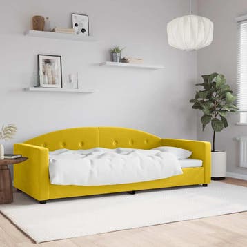 vidaXL Slaapbank 90x200 cm fluweel geel, 90 cm, Eenpersoons, Verzenden, Nieuw