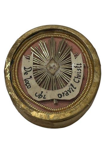 Reliekhouder - Brons, Gouden cartouche, Glas - 20e eeuw - De