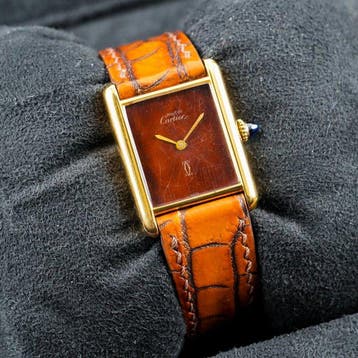 Cartier - Vintage Tank Vermeil Must SM Burgundy Dial -, Nieuw