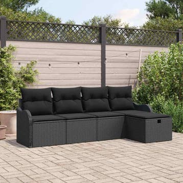 vidaXL Tuin Sofa Set 5 st Poly riet, Verzenden, Nieuw, Rotan, 5 zitplaatsen