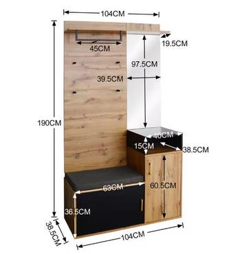 Gangkastset 105×40×191,5 cm – Schoenenkast, Bank en Kapstok, Verzenden, Nieuw
