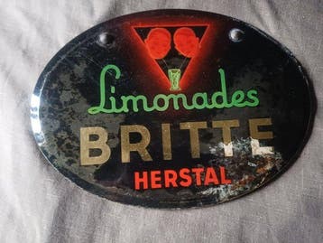 Britte - Limonades BRITTE HERSTAL - Reclamebord - Emaille,, Antiek en Kunst