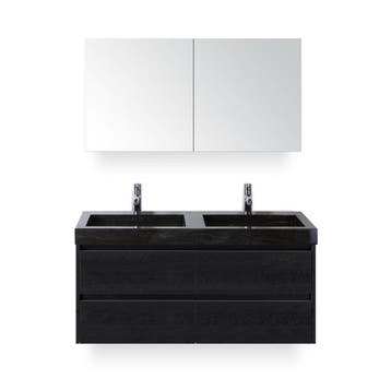 Dante Badmeubelset 120 cm - Black Oak - Wastafel Hardsteen, Ophalen of Verzenden, Nieuw