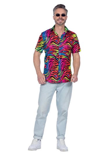 Party Blouse Heren Neon Zebra, Ophalen of Verzenden, Nieuw