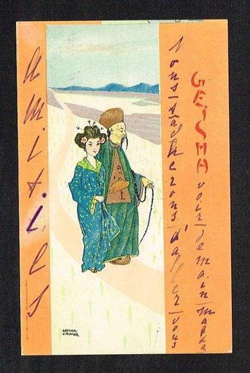Raphaël Kirchner - Illustrator - Art Nouveau - Geisha -, Gelopen