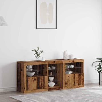 vidaXL LED Sideboard Oud hout 162 x 37 x 67 cm Bewerkt hout, Minder dan 50 cm, Verzenden, Nieuw, Minder dan 100 cm