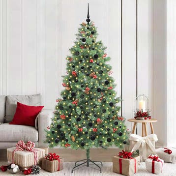 vidaXL Kunstkerstboom 300 LEDs Warmwit PVC en Metaal Groen, Verzenden, Nieuw