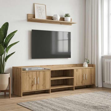 vidaXL TV-kast 168 x 33 x 47 cm Artisanaal eiken Bewerkt, Huis en Inrichting, Minder dan 50 cm, Verzenden, Nieuw, Minder dan 100 cm