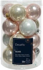 Kerstballen Glas Zachtroze Glans 3.5 cm koker 16 stuks, Ophalen of Verzenden, Nieuw
