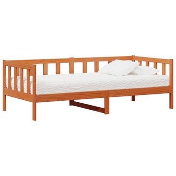 vidaXL Daybed met hoofdeinde Waxbruin en wit 90 x 200 cm, Verzenden, Nieuw, Bruin, Hout