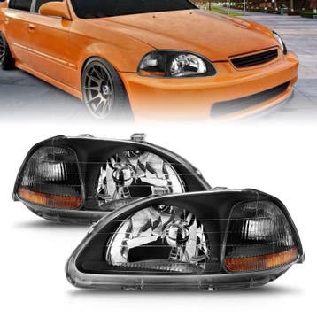 ANZO 1996-1998 Honda Civic Crystal Headlights Black, Ophalen of Verzenden, Nieuw