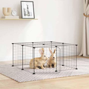 vidaXL Huisdierenkooi met deur 12 panelen 70x70x35 cm staal, Verzenden, Nieuw