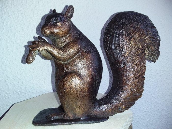 Figuur - Squirrel - 25 cm - Gepatineerd brons, Antiek en Kunst, Curiosa en Brocante