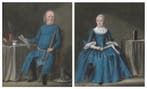 Rienk Jelgerhuis (1729-1806), 2 portretten heer en vrouw, Antiek en Kunst, Kunst | Schilderijen | Klassiek